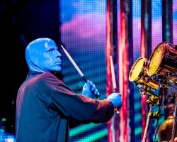 A band being Blue Man Group for Halloween